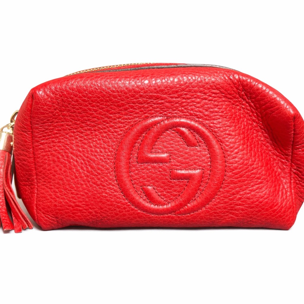 SOLD: Gucci Vibrant Red Leather Cosmetic Case